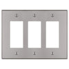 Halle Brushed Nickel Cast - 3 Rocker Wallplate - Wallplate Warehouse 70RRRBN 070686001400 3 Rocker