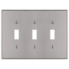 Halle Brushed Nickel Cast - 3 Toggle Wallplate - Wallplate Warehouse 70TTTBN 070686001325 3 Toggle