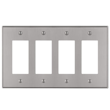 Halle Brushed Nickel Cast - 4 Rocker Wallplate - Wallplate Warehouse 70R4BN 070686001417 4 Rocker