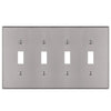 Halle Brushed Nickel Cast - 4 Toggle Wallplate - Wallplate Warehouse 70T4BN 070686001332 4 Toggle