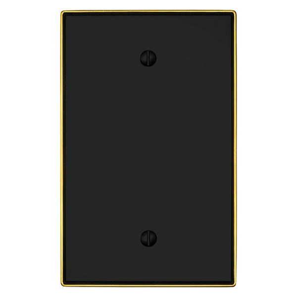 Halle Matte Black w/ Champagne Bronze Border Cast - 1 Blank Wallplate - Wallplate Warehouse 70B - MBCB - B 070686021514 1 Blank
