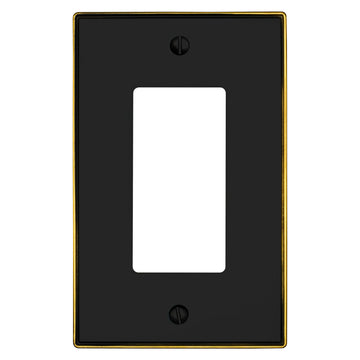 Halle Matte Black w/ Champagne Bronze Border Cast - 1 Rocker Wallplate - Wallplate Warehouse 70R - MBCB - B 070686021002 1 Rocker