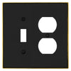 Halle Matte Black w/ Champagne Bronze Border Cast - 1 Toggle / 1 Duplex Wallplate - Wallplate Warehouse 70TD - MBCB - B 070686021040 1 Toggle / 1 Duplex