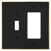 Halle Matte Black w/ Champagne Bronze Border Cast - 1 Toggle / 1 Rocker Wallplate - Wallplate Warehouse 70TR - MBCB - B 070686021057 1 Toggle / 1 Rocker