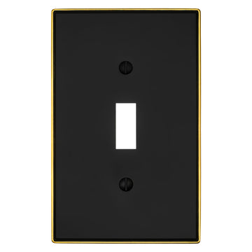 Halle Matte Black w/ Champagne Bronze Border Cast - 1 Toggle Wallplate - Wallplate Warehouse 70T - MBCB - B 070686020944 1 Toggle