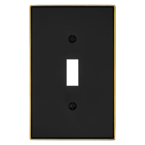 Halle Matte Black w/ Champagne Bronze Border Cast - 1 Toggle Wallplate - Wallplate Warehouse 70T - MBCB - B 070686020944 1 Toggle
