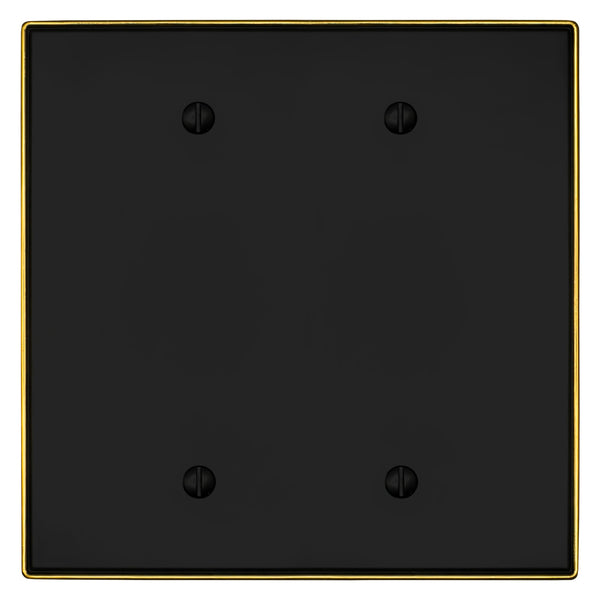 Halle Matte Black w/ Champagne Bronze Border Cast - 2 Blank Wallplate - Wallplate Warehouse 70BB - MBCB - B 070686021521 2 Blank
