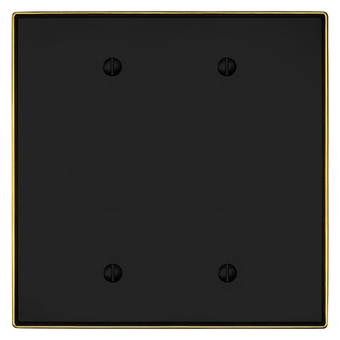 Halle Matte Black w/ Champagne Bronze Border Cast - 2 Blank Wallplate - Wallplate Warehouse 70BB - MBCB - B 070686021521 2 Blank