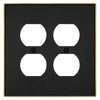 Halle Matte Black w/ Champagne Bronze Border Cast - 2 Duplex Wallplate - Wallplate Warehouse 70DD - MBCB - B 070686020999 2 Duplex