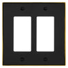 Halle Matte Black w/ Champagne Bronze Border Cast - 2 Rocker Wallplate - Wallplate Warehouse 70RR - MBCB - B 070686021019 2 Rocker
