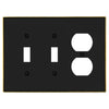 Halle Matte Black w/ Champagne Bronze Border Cast - 2 Toggle / 1 Duplex Wallplate - Wallplate Warehouse 70TTD - MBCB - B 070686021064 2 Toggle / 1 Duplex