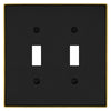 Halle Matte Black w/ Champagne Bronze Border Cast - 2 Toggle Wallplate - Wallplate Warehouse 70TT - MBCB - B 070686020951 2 Toggle