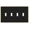 Halle Matte Black w/ Champagne Bronze Border Cast - 4 Toggle Wallplate - Wallplate Warehouse 70T4 - MBCB - B 070686020975 4 Toggle
