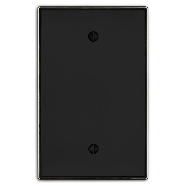 Halle Matte Black w/ Nickel Border Cast - 1 Blank Wallplate - Wallplate Warehouse 70B - MBBN - B 070686021484 1 Blank