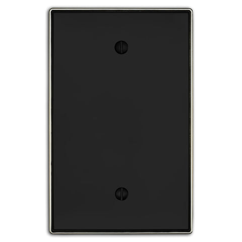 Halle Matte Black w/ Nickel Border Cast - 1 Blank Wallplate - Wallplate Warehouse 70B - MBBN - B 070686021484 1 Blank