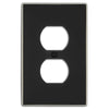 Halle Matte Black w/ Nickel Border Cast - 1 Duplex Wallplate - Wallplate Warehouse 70D - MBBN - B 070686021125 1 Duplex