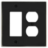 Halle Matte Black w/ Nickel Border Cast - 1 Rocker / 1 Duplex Wallplate - Wallplate Warehouse 70RD - MBBN - B 070686021507 1 Rocker / 1 Duplex