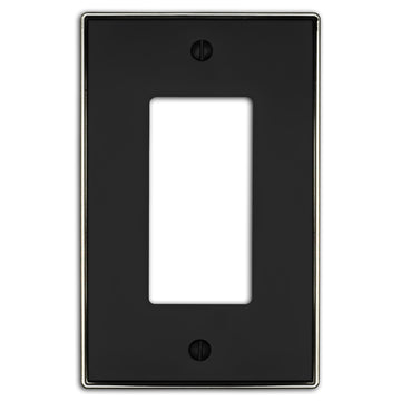 Halle Matte Black w/ Nickel Border Cast - 1 Rocker Wallplate - Wallplate Warehouse 70R - MBBN - B 070686021149 1 Rocker