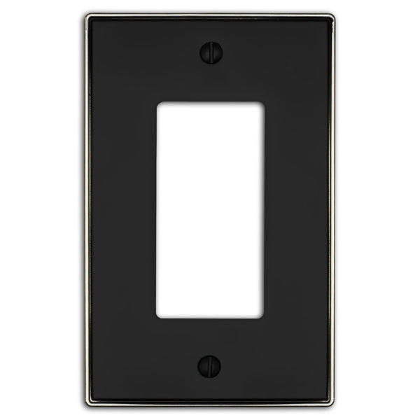 Halle Matte Black w/ Nickel Border Cast - 1 Rocker Wallplate - Wallplate Warehouse 70R - MBBN - B 070686021149 1 Rocker