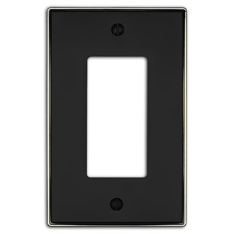 Halle Matte Black w/ Nickel Border Cast - 1 Rocker Wallplate - Wallplate Warehouse 70R - MBBN - B 070686021149 1 Rocker
