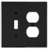 Halle Matte Black w/ Nickel Border Cast - 1 Toggle / 1 Duplex Wallplate - Wallplate Warehouse 70TD - MBBN - B 070686021187 1 Toggle / 1 Duplex
