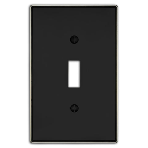 Halle Matte Black w/ Nickel Border Cast - 1 Toggle Wallplate - Wallplate Warehouse 70T - MBBN - B 070686021088 1 Toggle