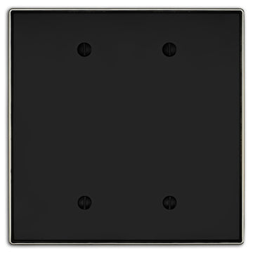 Halle Matte Black w/ Nickel Border Cast - 2 Blank Wallplate - Wallplate Warehouse 70BB - MBBN - B 070686021491 2 Blank
