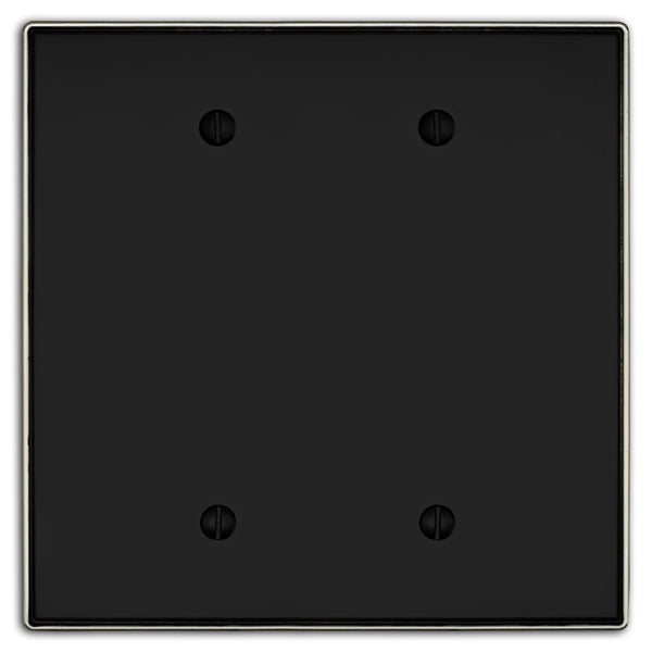 Halle Matte Black w/ Nickel Border Cast - 2 Blank Wallplate - Wallplate Warehouse 70BB - MBBN - B 070686021491 2 Blank