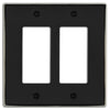 Halle Matte Black w/ Nickel Border Cast - 2 Rocker Wallplate - Wallplate Warehouse 70RR - MBBN - B 070686021156 2 Rocker