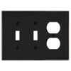 Halle Matte Black w/ Nickel Border Cast - 2 Toggle / 1 Duplex Wallplate - Wallplate Warehouse 70TTD - MBBN - B 070686021200 2 Toggle / 1 Duplex
