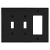 Halle Matte Black w/ Nickel Border Cast - 2 Toggle / 1 Rocker Wallplate - Wallplate Warehouse 70TTR - MBBN - B 070686021217 2 Toggle / 1 Rocker