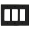 Halle Matte Black w/ Nickel Border Cast - 3 Rocker Wallplate - Wallplate Warehouse 70RRR - MBBN - B 070686021163 3 Rocker