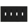 Halle Matte Black w/ Nickel Border Cast - 4 Toggle Wallplate - Wallplate Warehouse 70T4 - MBBN - B 070686021118 4 Toggle
