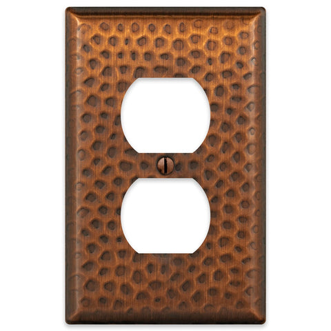 Hammered Aged Copper Steel - 1 Duplex Wallplate - Wallplate Warehouse 156DAC - B 070686017456 1 Duplex
