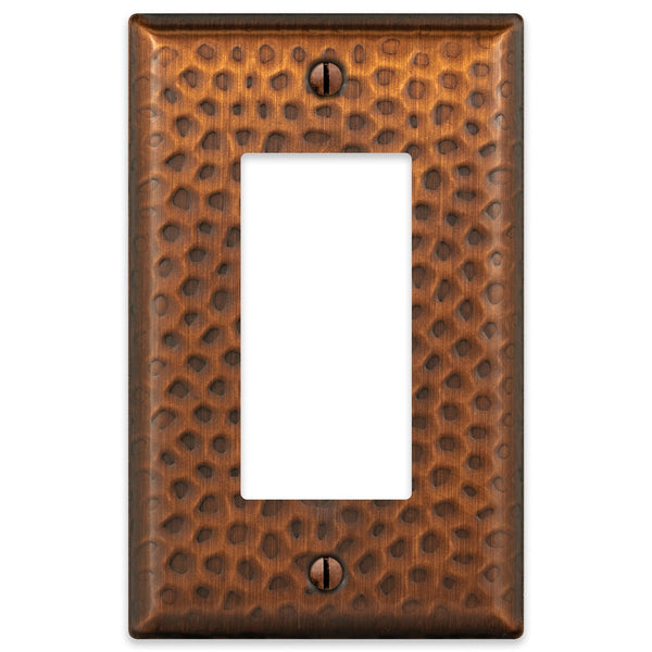 Hammered Aged Copper Steel - 1 Rocker Wallplate - Wallplate Warehouse 156RAC - B 070686017487 1 Rocker