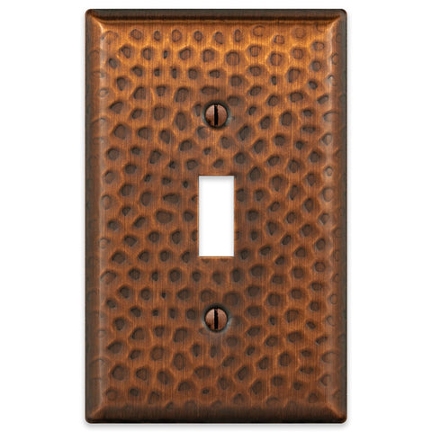 Hammered Aged Copper Steel - 1 Toggle Wallplate - Wallplate Warehouse 156TAC - B 070686017425 1 Toggle