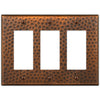 Hammered Aged Copper Steel - 3 Rocker Wallplate - Wallplate Warehouse 156RRRAC - B 070686017500 3 Rocker