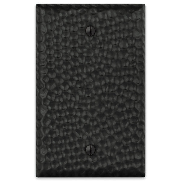 Hammered Matte Black Steel - 1 Blank Wallplate - Wallplate Warehouse 156BMB - B 070686017760 1 Blank