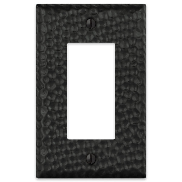 Hammered Matte Black Steel - 1 Rocker Wallplate - Wallplate Warehouse 156RMB - B 070686017708 1 Rocker