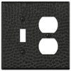Hammered Matte Black Steel - 1 Toggle / 1 Duplex Wallplate - Wallplate Warehouse 156TDMB - B 070686017692 1 Toggle / 1 Duplex