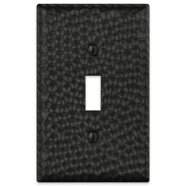 Hammered Matte Black Steel - 1 Toggle Wallplate - Wallplate Warehouse 156TMB - B 070686017647 1 Toggle
