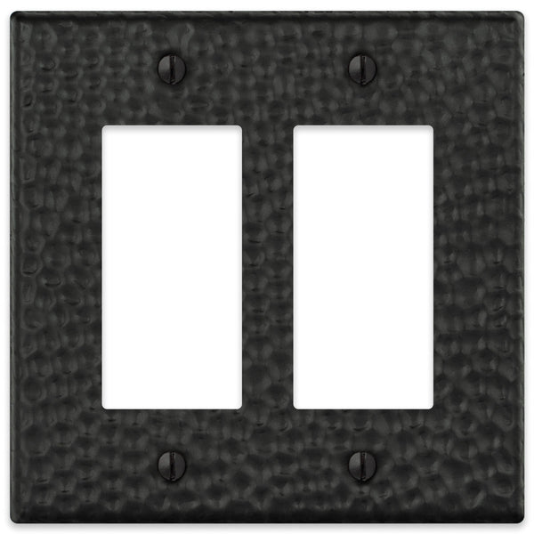 Hammered Matte Black Steel - 2 Rocker Wallplate - Wallplate Warehouse 156RRMB - B 070686017715 2 Rocker
