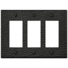 Hammered Matte Black Steel - 3 Rocker Wallplate - Wallplate Warehouse 156RRRMB - B 070686017722 3 Rocker