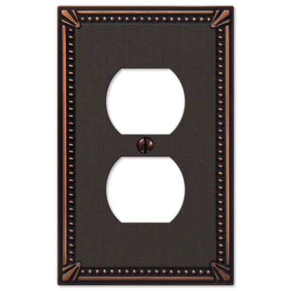 Imperial Bead Aged Bronze Cast - 1 Duplex Wallplate - Wallplate Warehouse 74DDB 070686577653 1 Duplex