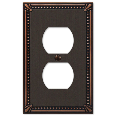Imperial Bead Aged Bronze Cast - 1 Duplex Wallplate - Wallplate Warehouse 74DDB 070686577653 1 Duplex