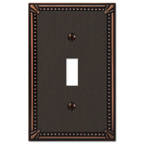 Imperial Bead Aged Bronze Cast - 1 Toggle Wallplate - Wallplate Warehouse 74TDB 070686577615 1 Toggle