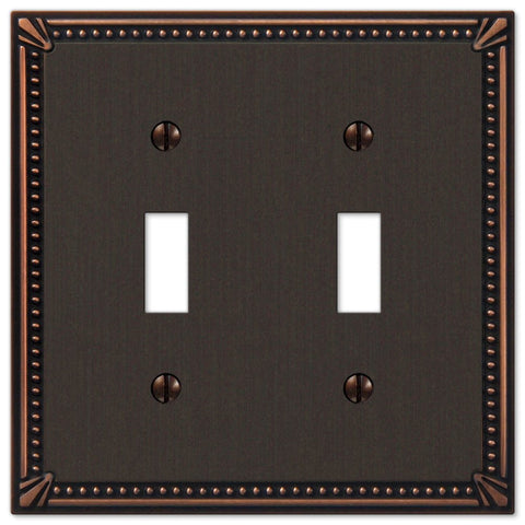 Imperial Bead Aged Bronze Cast - 2 Toggle Wallplate - Wallplate Warehouse 74TTDB 070686577622 2 Toggle