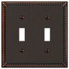 Imperial Bead Aged Bronze Cast - 2 Toggle Wallplate - Wallplate Warehouse 74TTDB 070686577622 2 Toggle