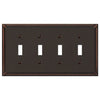 Imperial Bead Aged Bronze Cast - 4 Toggle Wallplate - Wallplate Warehouse 74T4DB 070686577646 4 Toggle