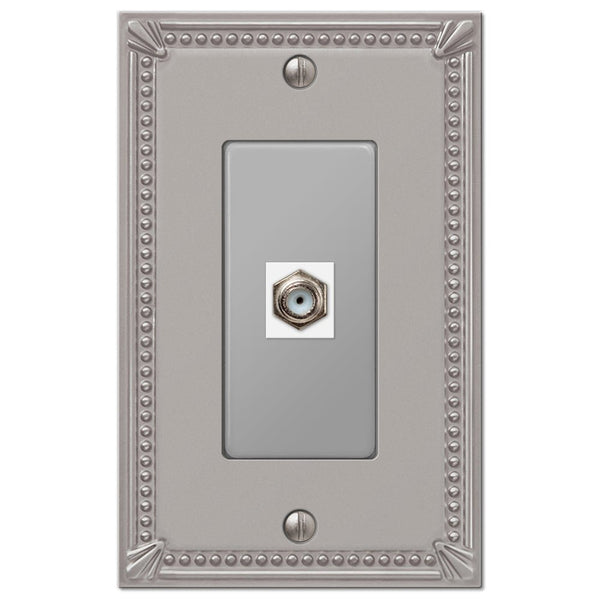Imperial Bead Brushed Nickel Cast - 1 Cable Jack Wallplate - Wallplate Warehouse 74CXBN 070686581346 Cable Jacks